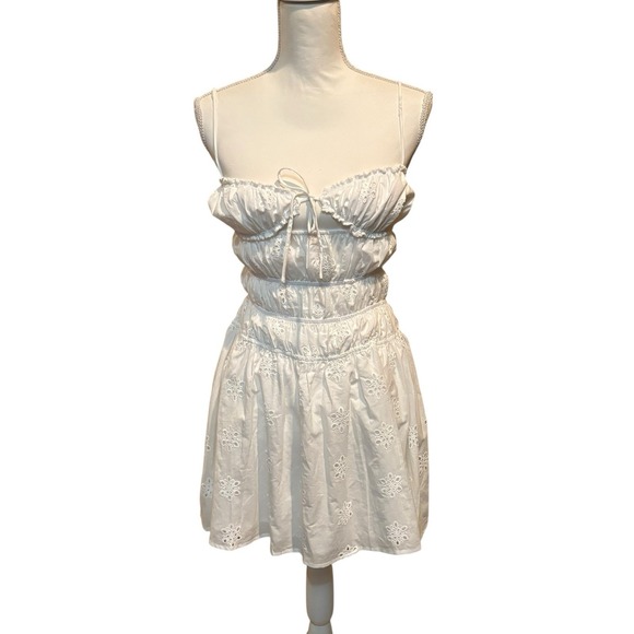 Princess Polly Wish Me Luck‎ Shirred Mini Dress White Size 2 - Picture 2 of 5